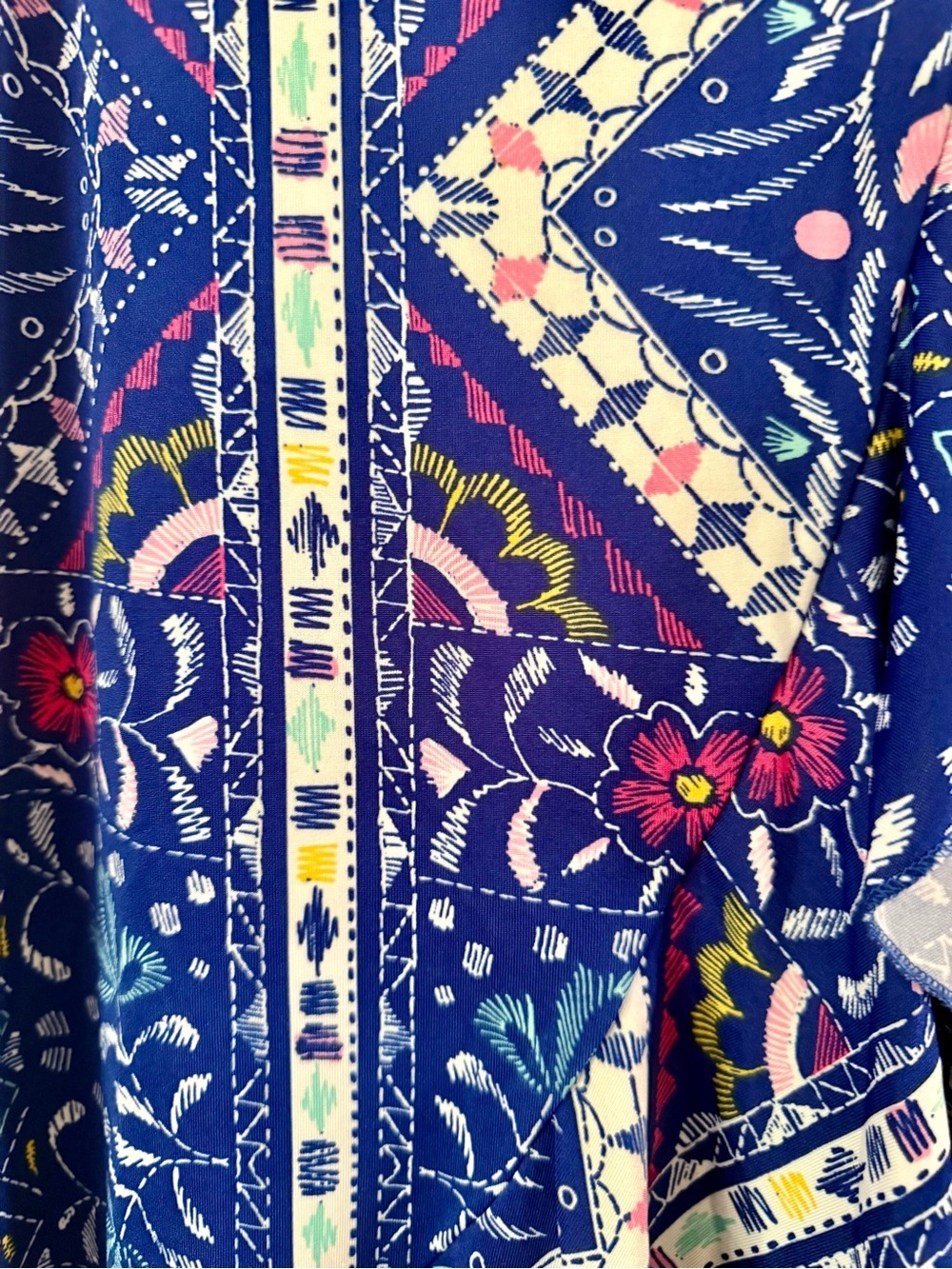 Me 2 Magic Blue Floral Geometric High-Low Ruffle Maxi Skirt - Picture 2 of 5